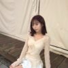純慾氛圍感蕾絲V領小衫＋吊帶兩件套