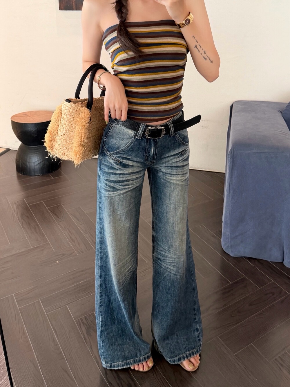 美式復古辣妹牛仔褲