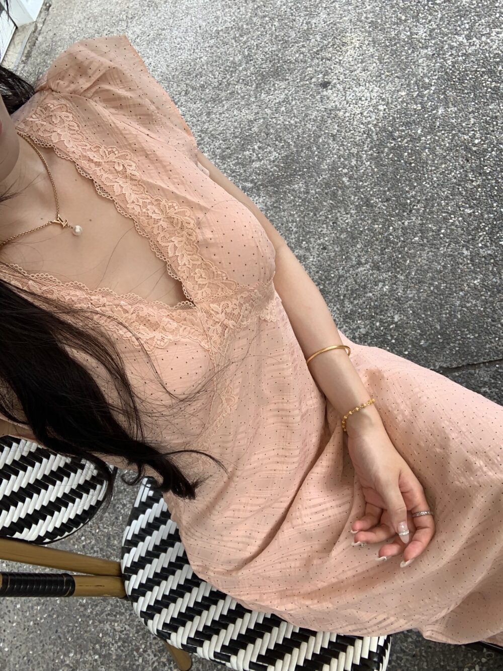 法式小波點綁腰洋裝