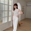 簡約鈕扣斜肩針織