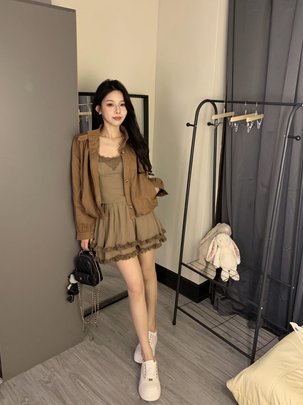 氣質美女三件套（外套+上衣+裙子）