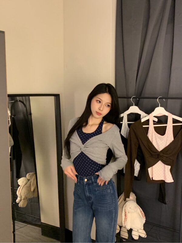 S__12337261 波點撞色掛脖假兩件