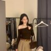 百搭斜肩長袖BRA T